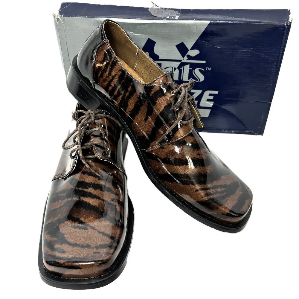 Vintage  Zebra  Brwn Blk Oxford Formal Dress Zoot Suit Shoe Rare OOAK NWOT